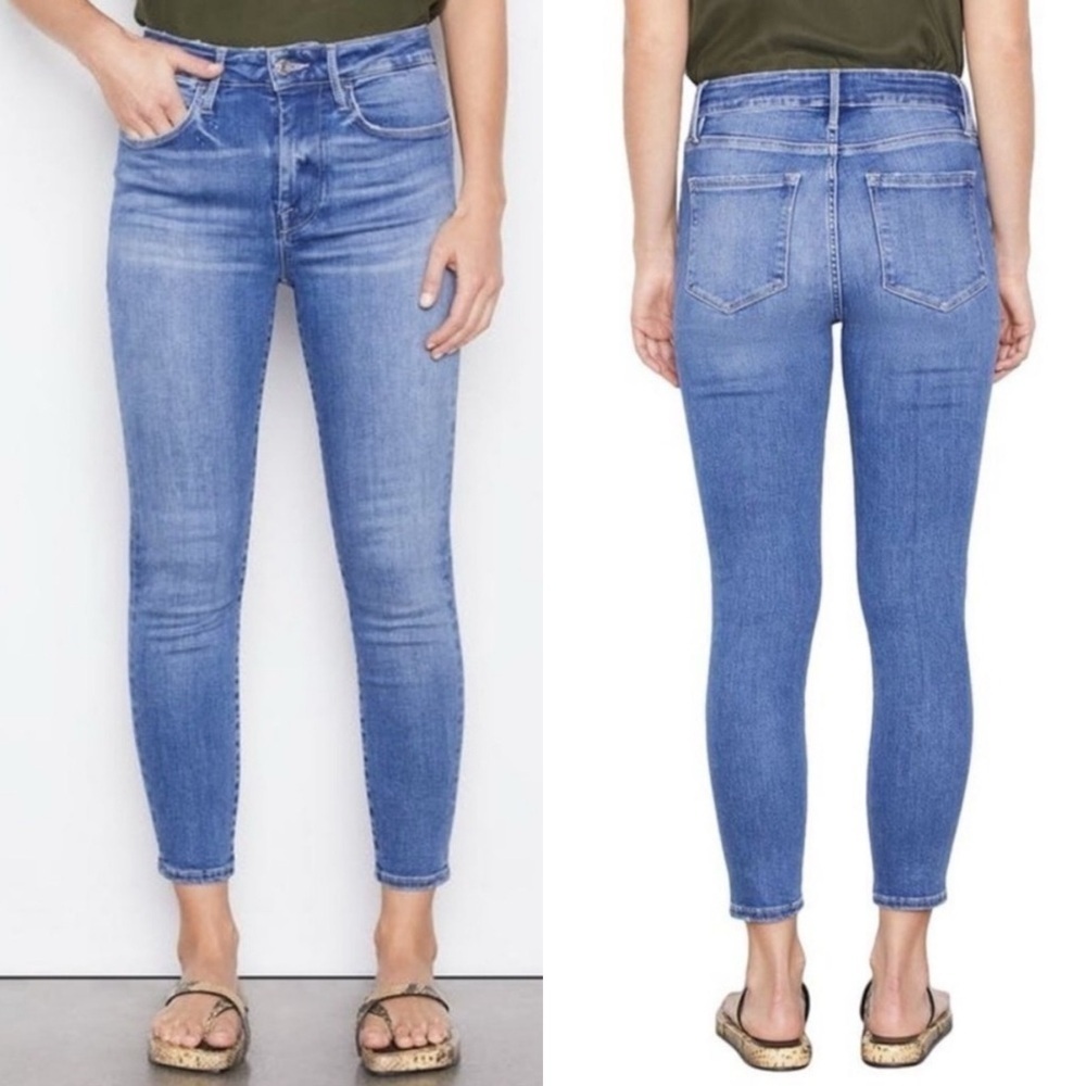 FRAME Denim Le One Skinny Crop Jeans in Sapphire